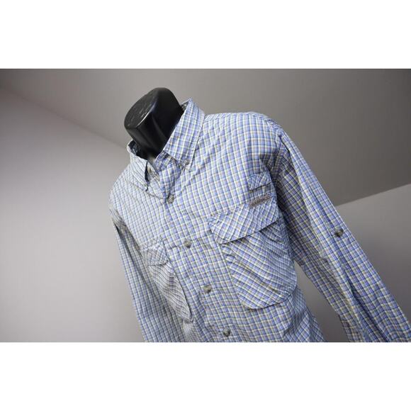 Exofficio Button Up Camp Shirt Plaid Vented Fishing Long Sleeve Mens Sz XL - Picture 1 of 10